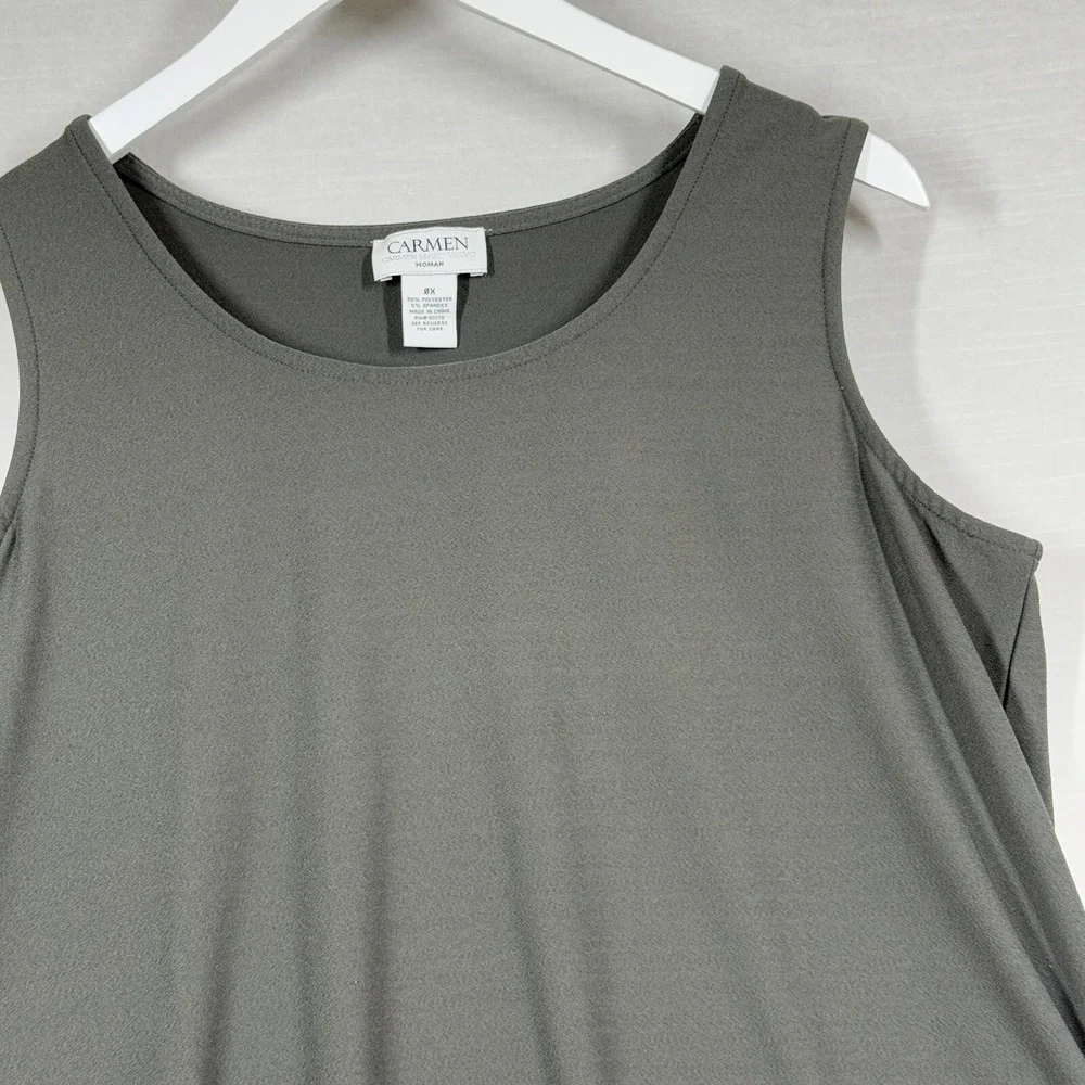 Carmen Narc Valvo Top Womens 14 Gray Beaded Work Office Business Edgy Chic - Picture 3 of 10